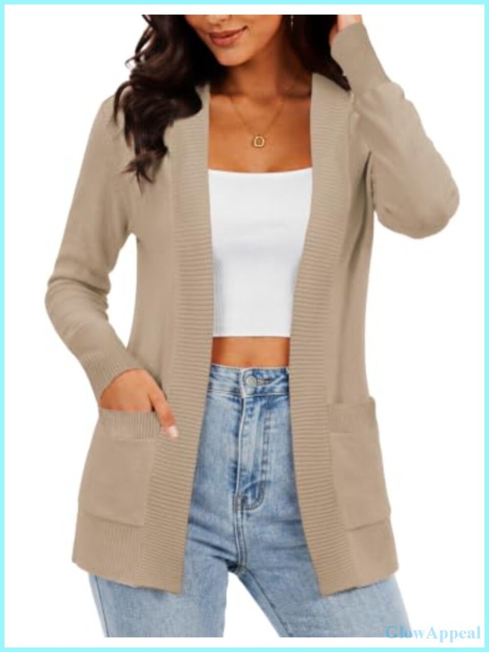 Women's Open Front Cardigan Sweater with Pockets S-XXL Viscose Nylon Knit